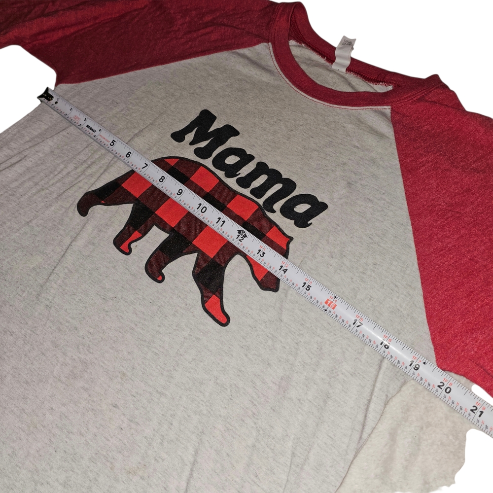 Mama Bear Buffalo Plaid Raglan Baseball Tee –‎ Medium - Picture 6 of 7